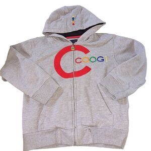 Coogi gray zip up hoodie with rainbow embroidery‎